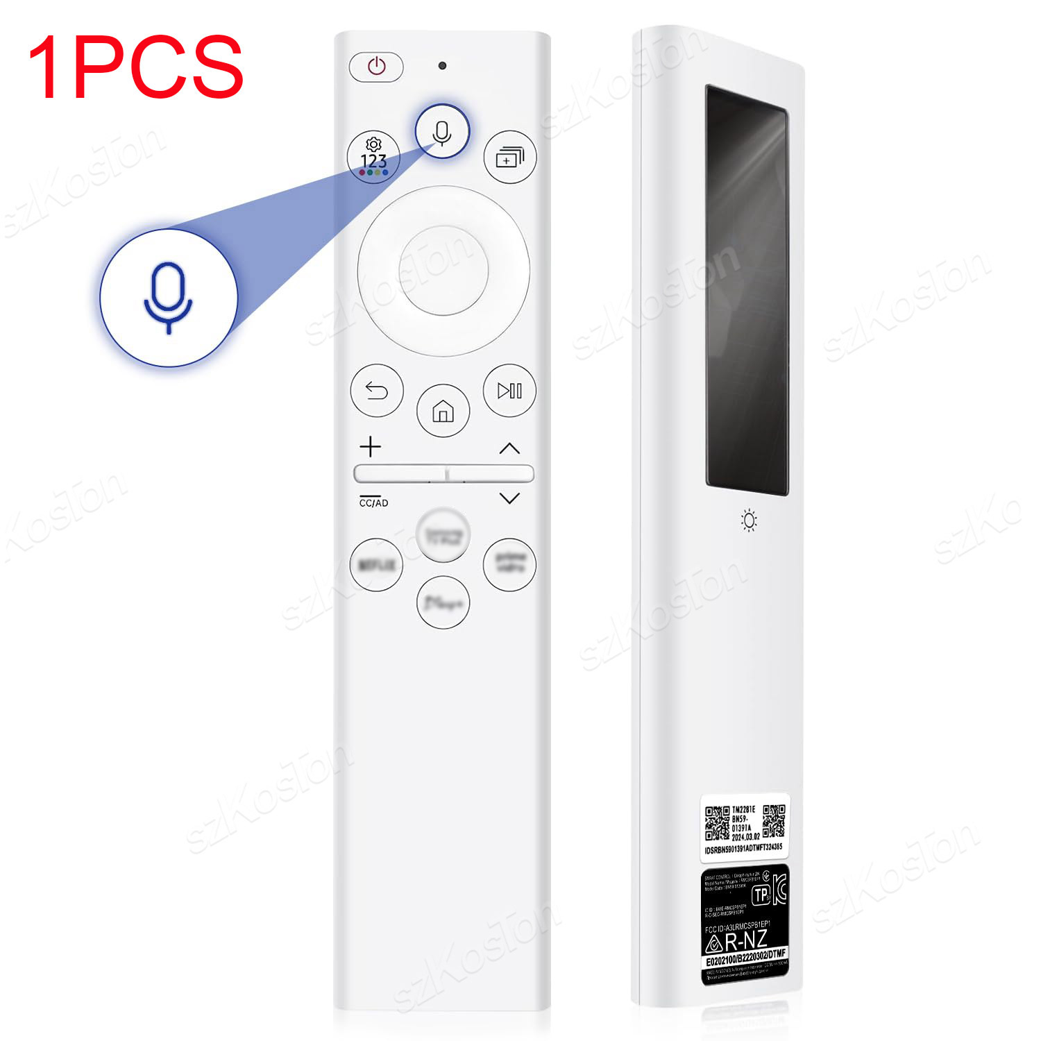 Zamiennik BN59-01391A Solar Voice Remote do telewizorów Samsung Solar Charging Remote do Samsung Smart TVs Frame 4K 8K Neo QLED: WHITE