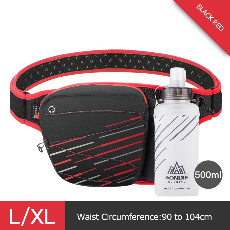 AONIJIE W949 Marathon Jogging Cycling Running Hydration Belt Waist Bag Pouch Fanny Pack Cell Phone Holder For 500ml Water Bottle: LXL Red Bottle