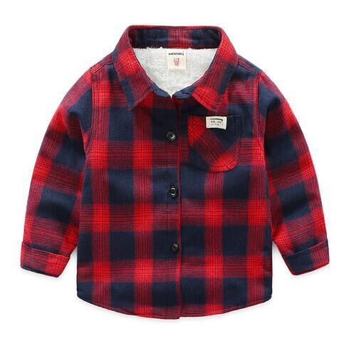 Retail Children spring and autumn long sleeve shirt pure cotton plaid kid's tops