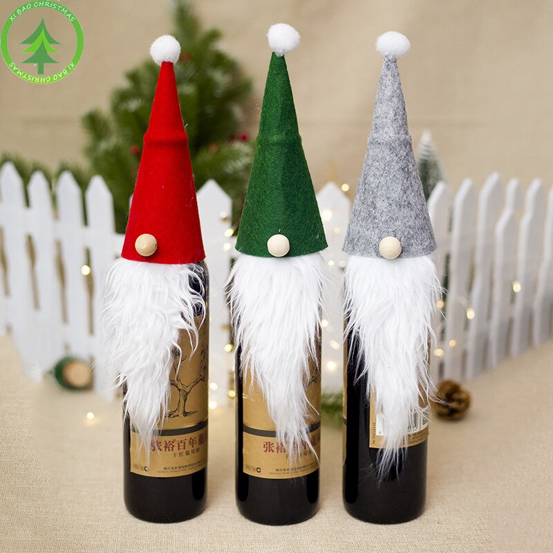 Jul vinflaske dække glædelig jul indretning til hjemmet jul snemand bordindretning xmas happy year doll navidad