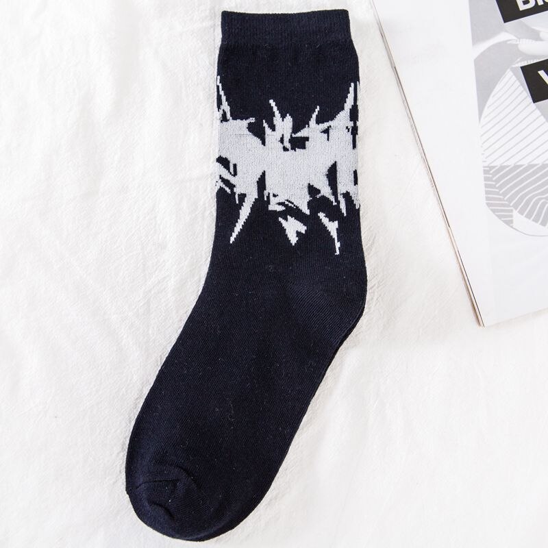 Women Socks Harajuku Blitz Hip-hop Cotton Novelty Socks Couple Streetwear Black White Blue Japanese: 1