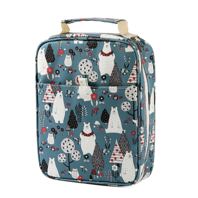 Creativa cartuchera 150 Solt de gran capacidad de colores, cartuchera multifuncional con estampado Floral de animales de dibujos animados, caja para lápices, suministros de arte: Bear Blue