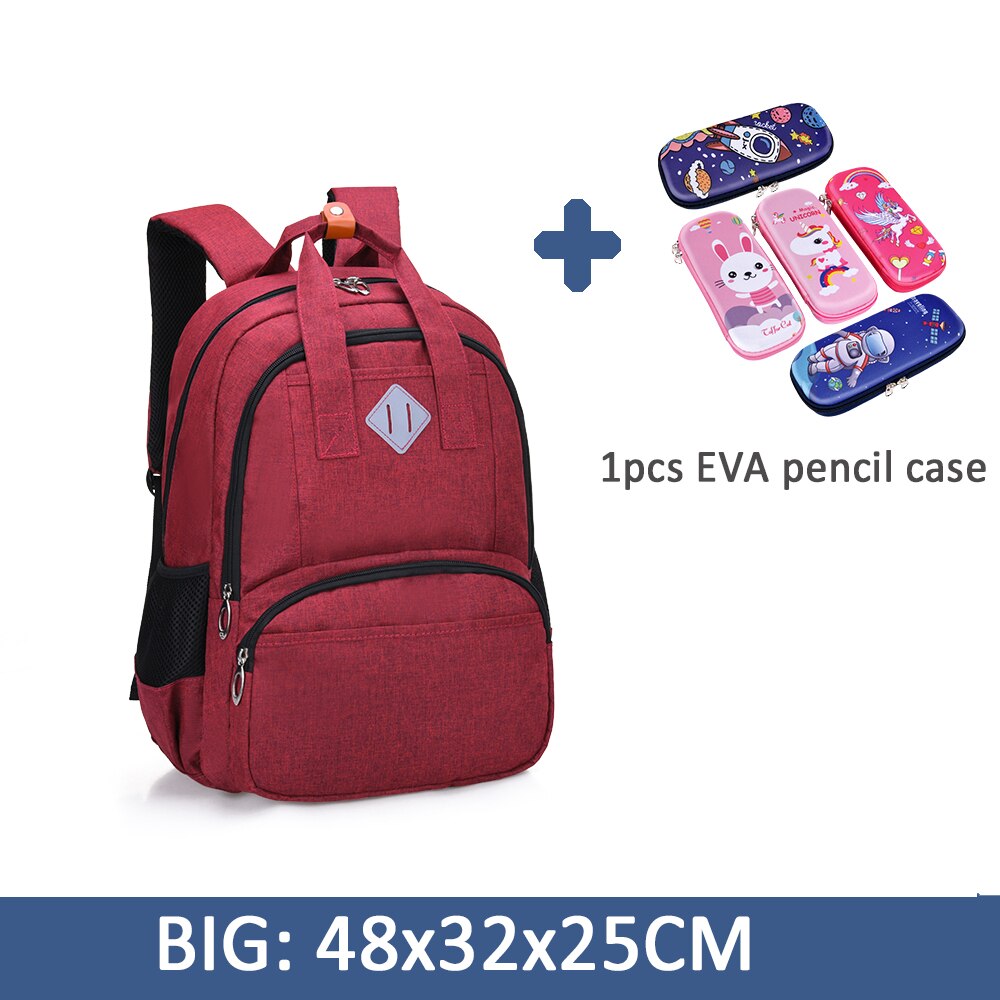 Mochila escolar para adolescentes, Kit de estuche de lápices para estudiantes universitarios, bolso escolar diario con caja de bolígrafos, Mochila de ocio para niños y niñas, 6384: Red L (Pencil case)