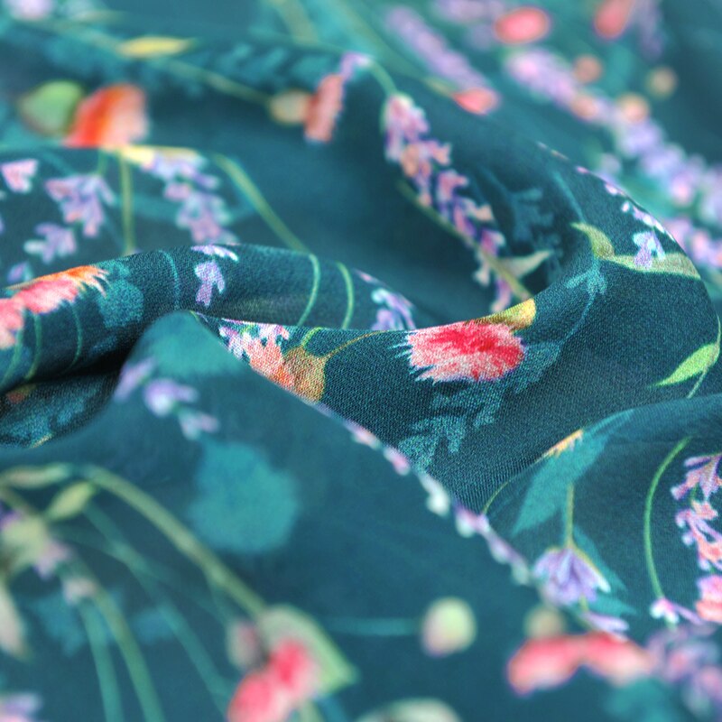 Natural silk double joe fabric cloth per meter 16mm 140 cm wide lavender printed anti-wrinkle clothing shirt dress fabric