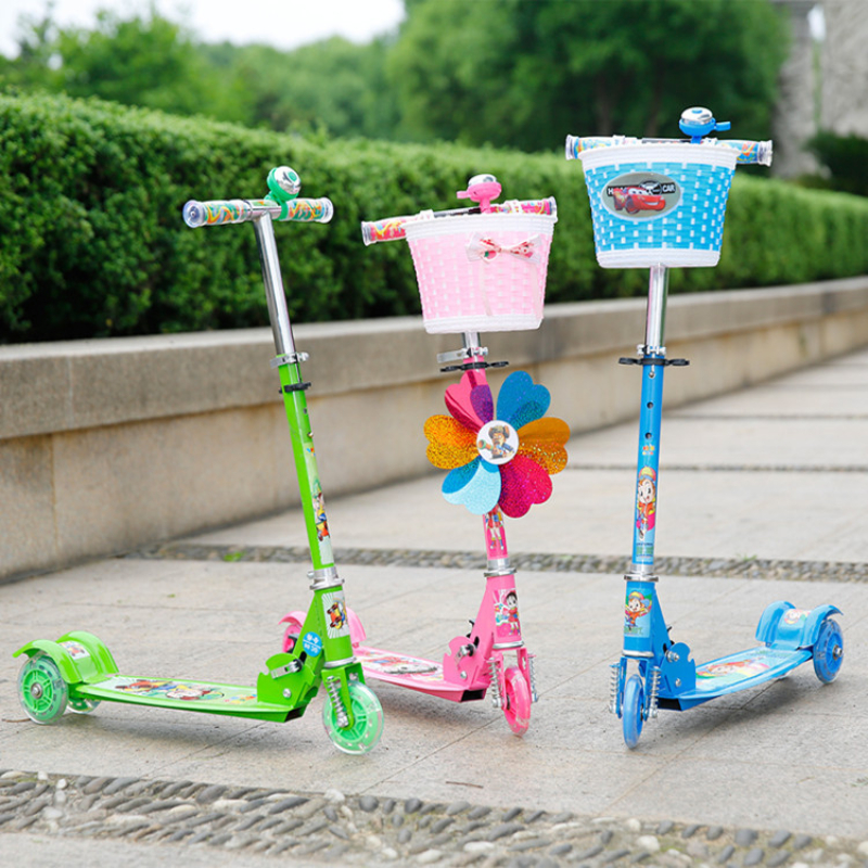 Scooter Round Three Wheel Roller Skate Folding Baby Children Slippery Skuter Foldable for Kids Scooters for Children Aged 3-6-12