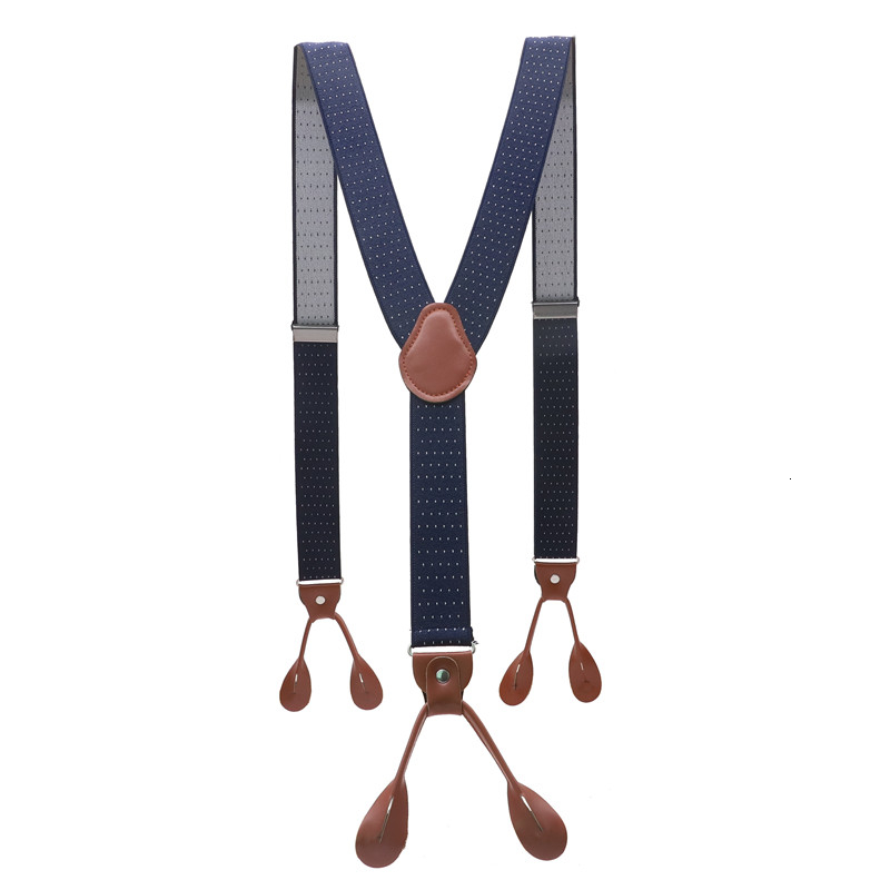Unisex vintage seler herre seler justerbar 6 -knaps seler elastisk y-form strop bukser brun læder pu: 6
