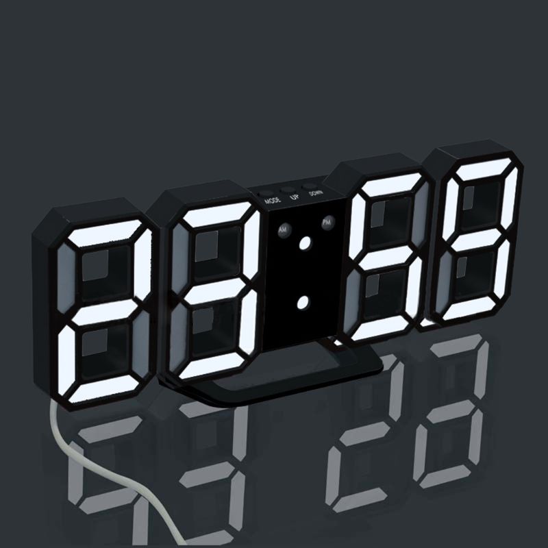 3D Morden LED Digital Wall Clock Table Desk Alarm Watch Durable Night Light Lamp for Home Office
