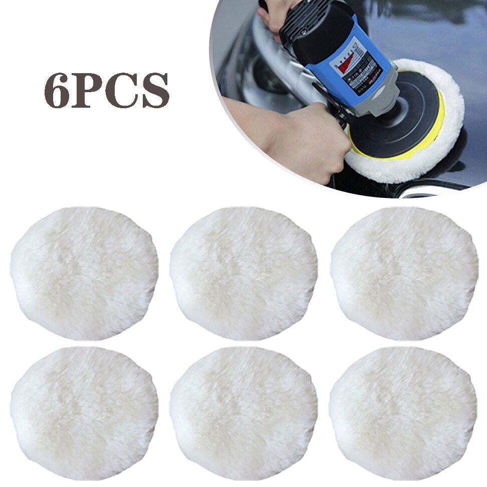 9-10 tum ull sammet bil polering hjul set bil polermatta pad motorhuv mjuk mikrofiber polering motorhuv buffing pad skydd: 6 st
