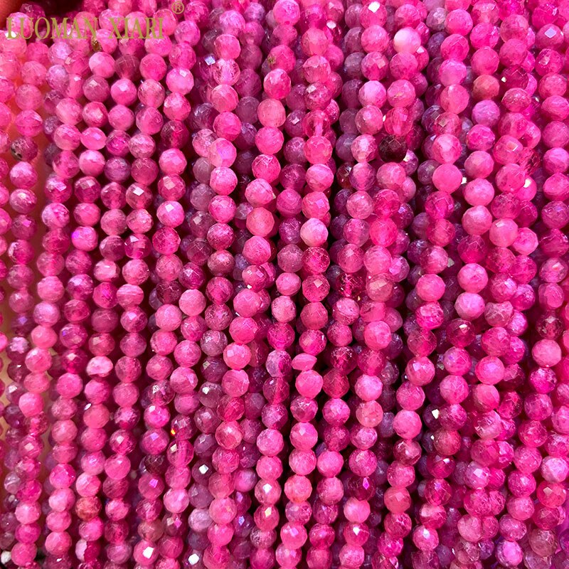 Aaa Ammenda 100% Perle in Pietra Naturale Ametista Quarzo Rosa Tormalina Topazio Sfaccettato Borda per Monili Che Fanno Fai da Te Collana Del Braccialetto: Red Tourmaline