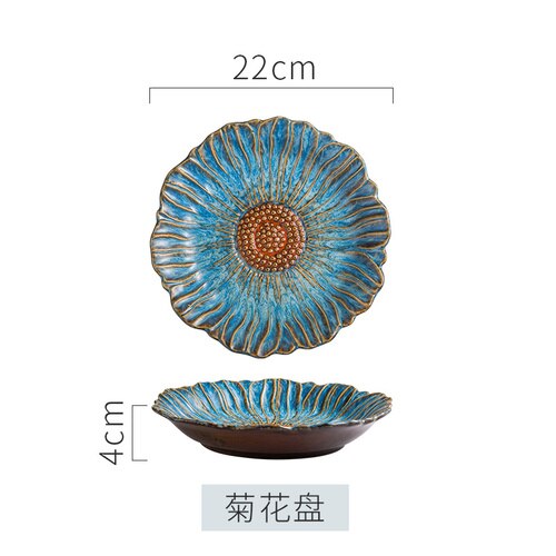 Onregelmatige Keramische Plaat Bloem Bladeren Coquilles Zeester Conch Vis Vorm Decoratieve Servies Diner Platen Gerechten Servies: chrysanthemum plate