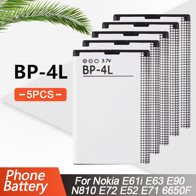 1500mAh BP-4L BP4L BP 4L Replacement Phone Battery For Nokia E61i E63 E90 E95 E71 6650 6760 N97 N810 E72 E52 Lihtium Battery: 5PCS
