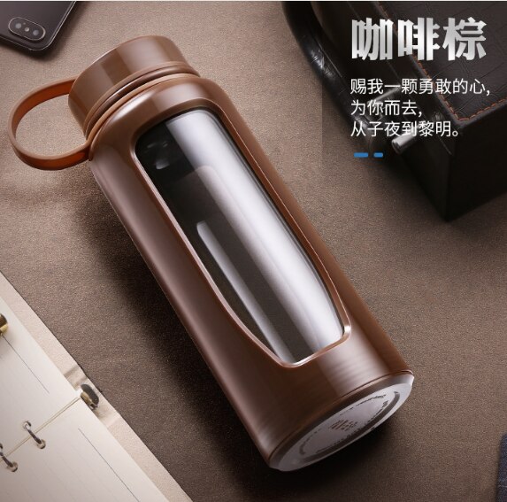 Glas Flasche Wasser Flasche 1000Ml Glas Wasser Flasche Thermos Glas Glaskolben Sport Glas Flaschen Fahrrad Becher Doppelten Boden Glas thermos: 1000ml / Kaffee