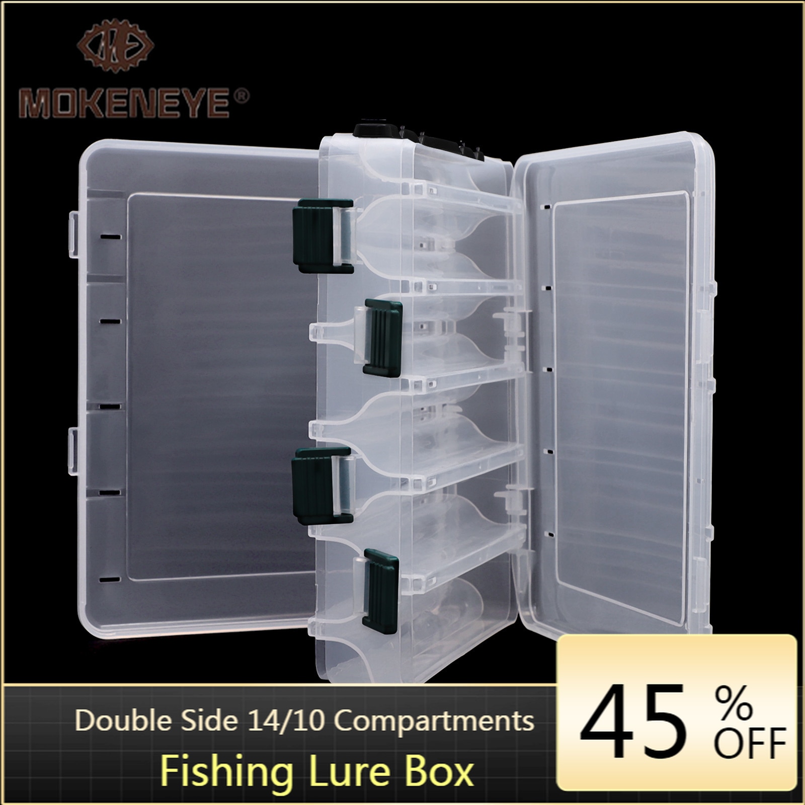 Double Side Fishing Lure Box Double Sided Tackle Box Fishing Lure Fishing Accessories Bait Fishing Tackle 14/10 Compartments