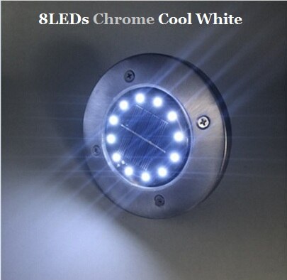 LED solaire lumière de pelouse lampe extérieure colorée 8LED s enterré éclairage souterrain étanche jardin/paysage/patio/rue/canal: 8LEDs Chrome Cool