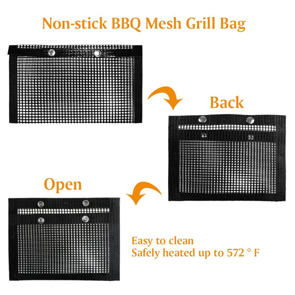 ikke-pinne mesh grillpose gjenbrukbare bbq poser frukt grønnsaker kjøtt oppbevaringspose varmebestandig kjøkken utendørs grillverktøy
