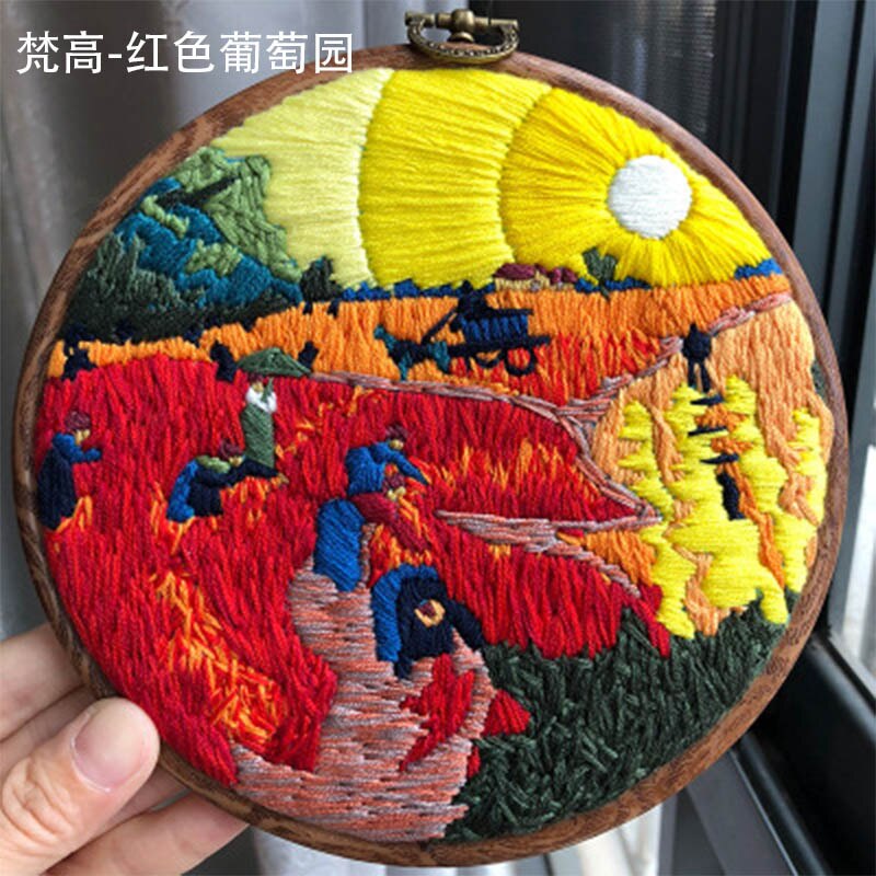 Landscape Painting Embroidery Materials Package DIY Handcrafts Cross Stitch Kits Beginner Embroidery Supplies Needlework Set: 2