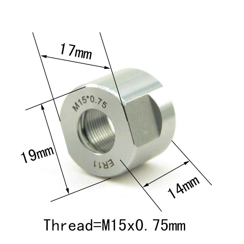 Er 11 Moer ER11 M15 X 0.75 Mm Clamp Collet Moer Cnc Machine Tools Nauwkeurigheid 0.004Mm Draad Stardard 4H Metaalbewerking Carbon Staal