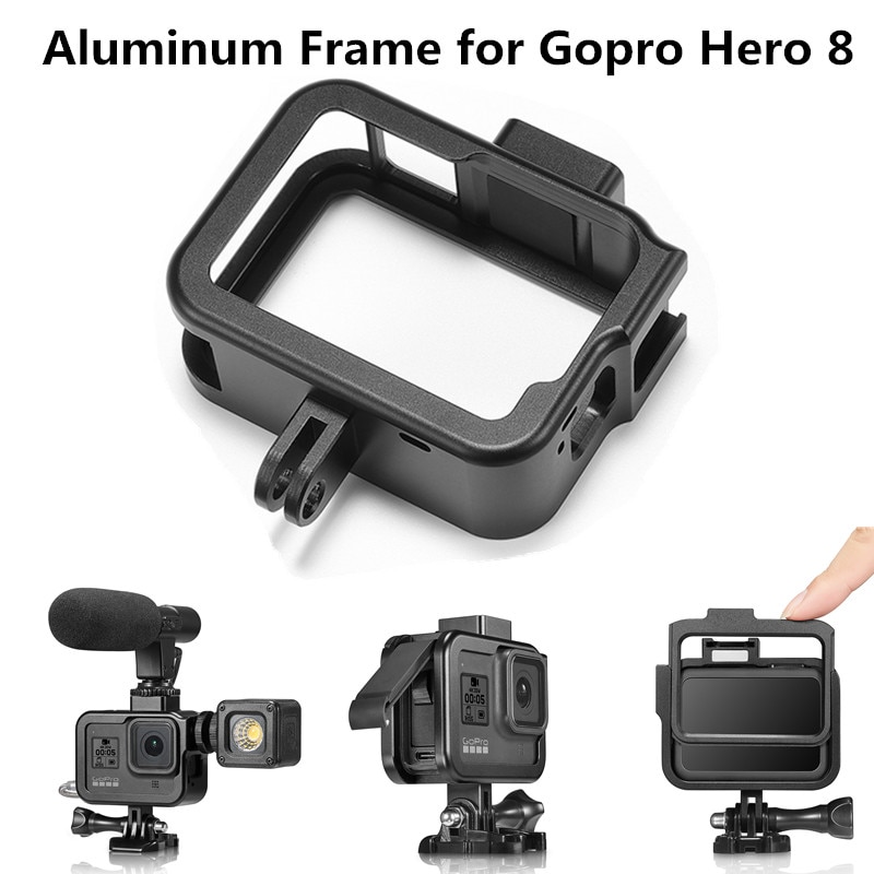 Voor Gopro Accessoires Aluminium Frame Mount Met Beschermende Shell Case Cover Voor GoPro Hero 8 Zwart Camera Behuizing