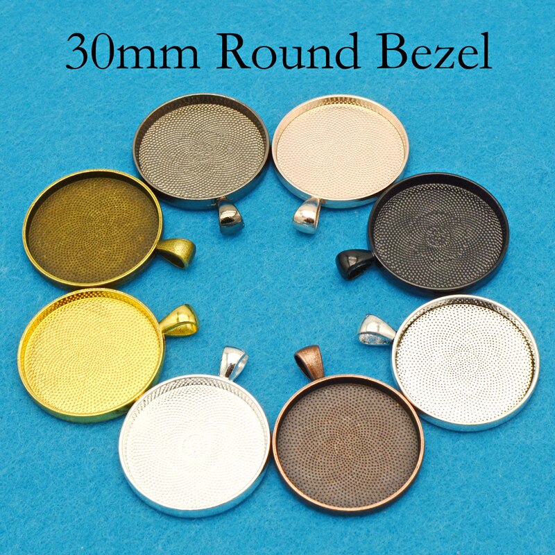 50 pcs - 30mm Pendant Setting, Round Pendant Tray, 30mm Pendant Bezel Blank Cabochon Setting Resin Frame