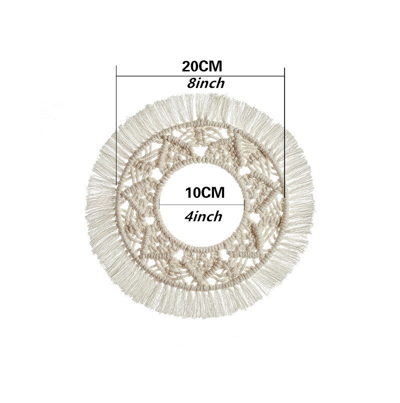 18 tuuman iso boho -pyöreä makramee -seinäriippuva sisustus mandala -kuvakudos kudottu seinätaide macrame -häät kotiin olohuoneen sisustus: Seinäkiinnitys macrame