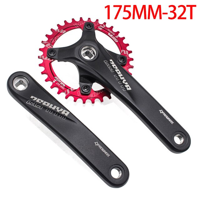 Mtb 104 bcd veivhus tannhjul sykkel firkantet skrog 170mm 175mm krank 32t 34t 36t 38t runde smale brede: Svart rød 175-32t