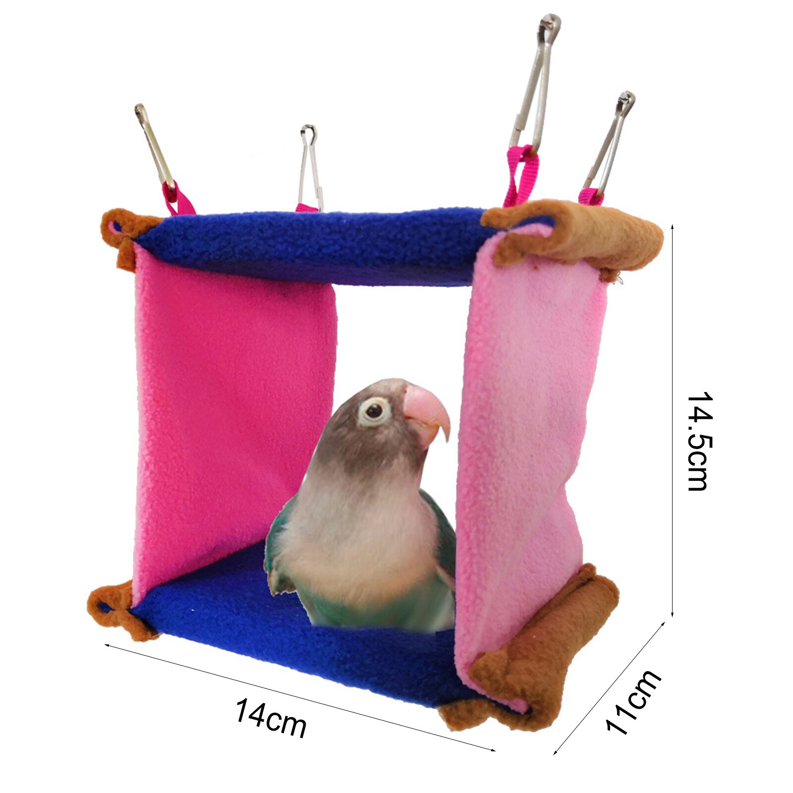 Square Bird Parrot Nest Soft Plush Bird Parrot Hammock Warm Hanging Bed For Pet Cave Cage Hut Tent Toy House for Small Animals: 4