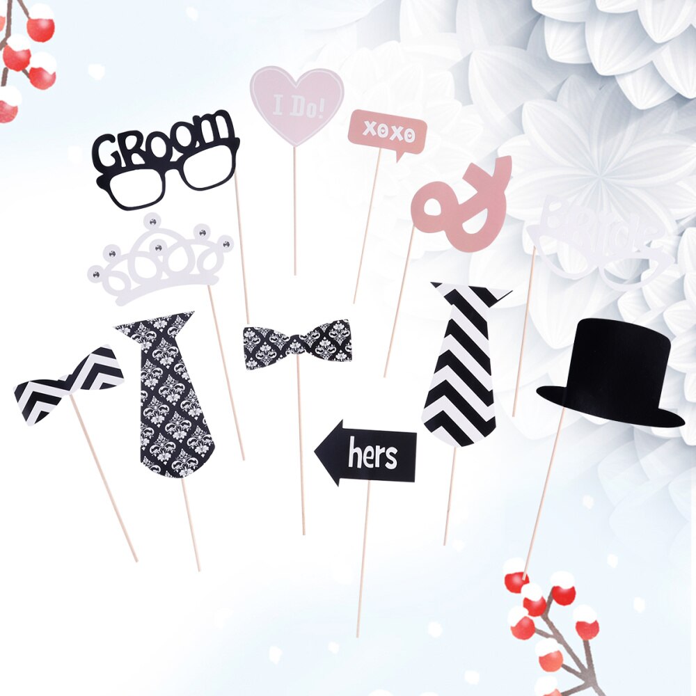 12pcs Wedding Party Decoration Photo Booth Props Photobooth Kits