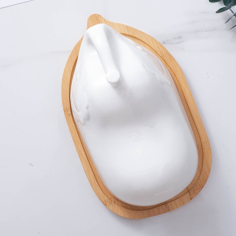 CSS Elephant Butter Dish with Cover Ceramic Butter Keeper Large Porcelain Butter Container Margarine Holder for Kitchen