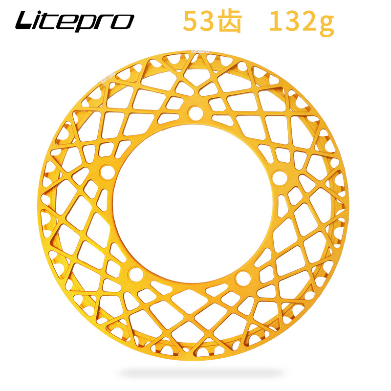 Litepro BMX Folding Bike BCD 130 Spider chainring Tray Chainwheel 53/56/58T Aluminum Alloy Crankset Chainring: 53T gold