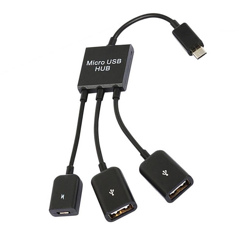 3 In 1 Man-vrouw Dual Micro Usb 2.0 Host Otg Hub Adapter Kabel Usb Splitter Voor Samsung