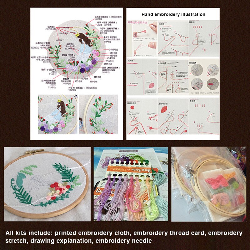 Diy 3d broderi starter kit landskab mønster korssting kit broderiklud med mønster broderiramme sæt  js22