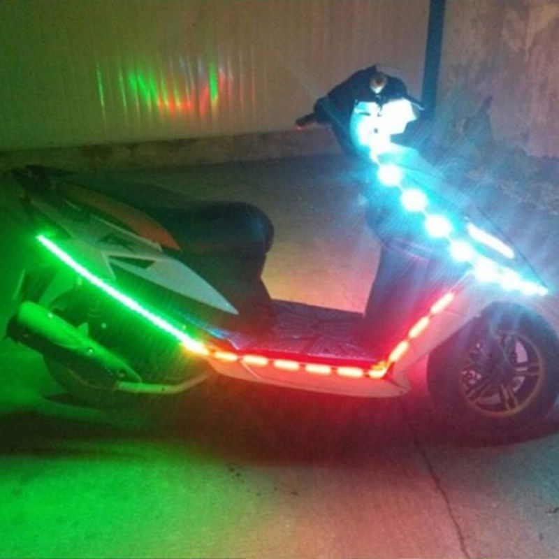 90cm Flash moto Scooter barre lumineuse décorative 12v bande de lumière colorée étanche Tube barre lumineuse en cours d'exécution chapiteau d'eau