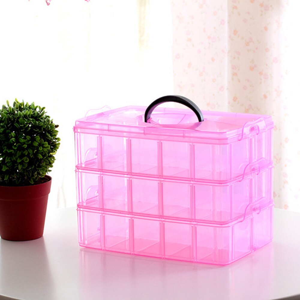 25# Multi-compartment Jewelry Bead Storage Box Clear Plastic Organizer With Handle Large-capacity Multifunctional container