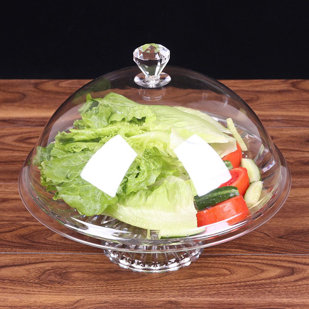 Acrylic Dessert Storage Tray Round Dish Dust-Proof Food Cover Cake Bread Plate Fruit Display Holder Food Cover