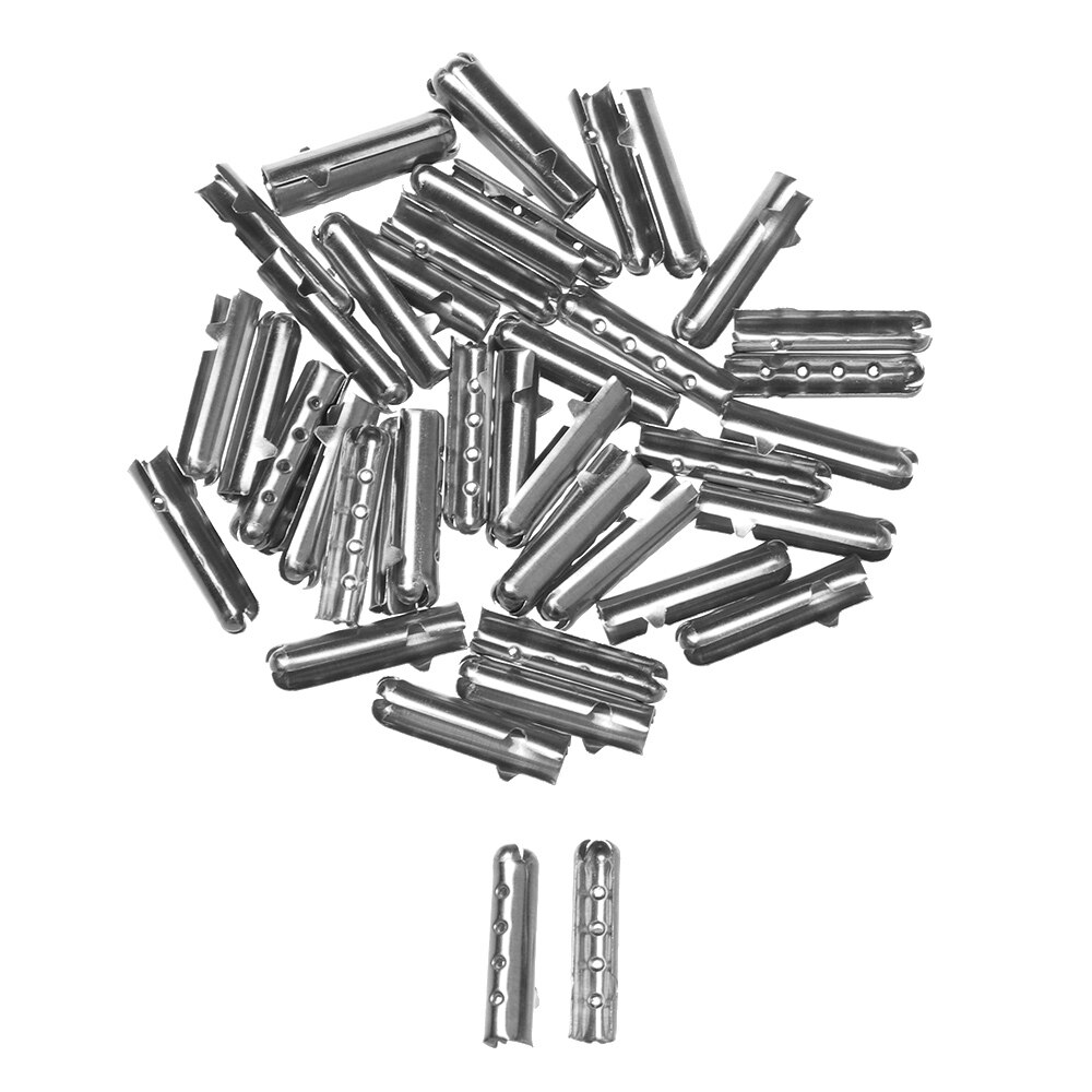 Cordón de zapato para hombre y mujer, accesorios para la cabeza, cordones, puntas de reparación, cabeza de repuesto, 50 unidades por paquete: Plata