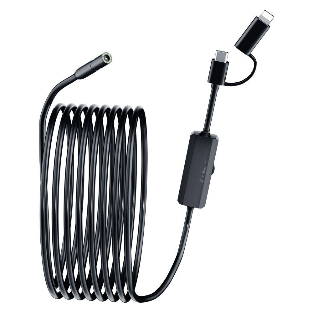 Endoscopio de 5,5/8mm para Android, Iphone y IOS, Smartphone, tubería de coche, boroscopio automotriz, herramientas de inspección de alcantarillado, dispositivo de cámara de endoscopia: Negro / 1 m