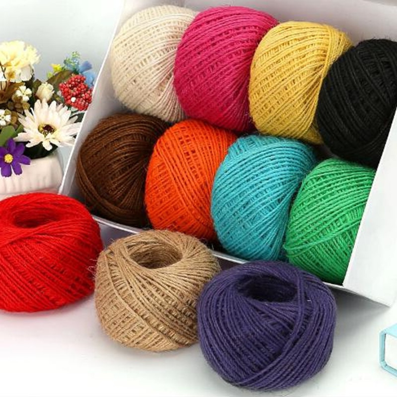 50M Natural Burlap Hessian Jute Twine Cord Hemp Rope 2mm Packing String Wedding Decoration 5BB5607