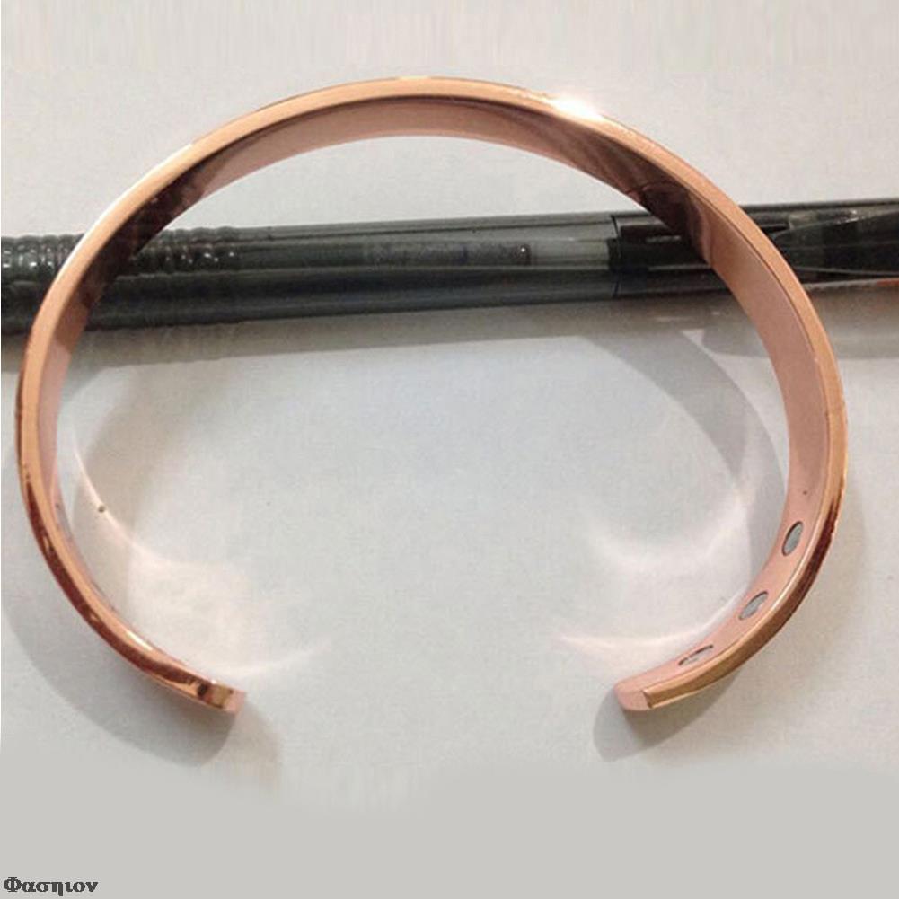 Zuiver Koper Magneet Energie Gezondheid Open Bangle Gold Plated Eenvoudige Magnetische Gezondheid Armband Bio Gezonde Healing Koperen Armband