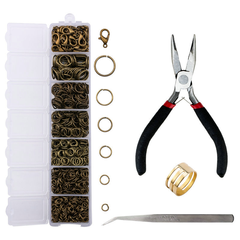 A Set Jewelry Findings Tool Set Open Jump Rings,Jewelry Pliers, Lobster Clasps hooks, jewelry tweezers Jewelry Making Supplies: Silver