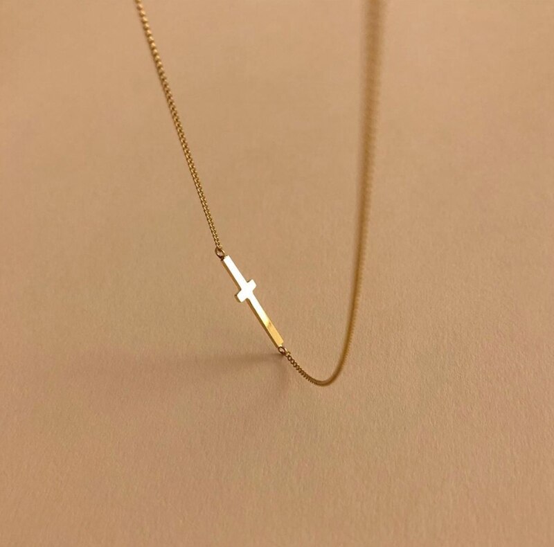Gargantilla Louleur hecha a mano, collar de plata 925 para mujer, collar de Cruz de Oro minimalista de para , joyería fina femenina: Default Title
