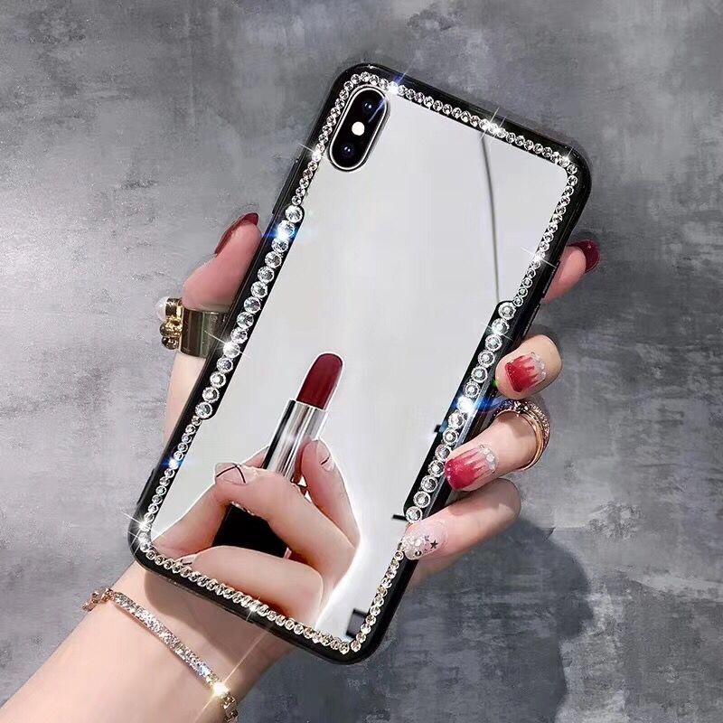 Strass Spiegel Case Voor Iphone Xs Xr Max Xs Gevallen 6 6S 7 8 Plus Diamant Funda Voor Iphone X Celular Mobiele Telefoon Coque
