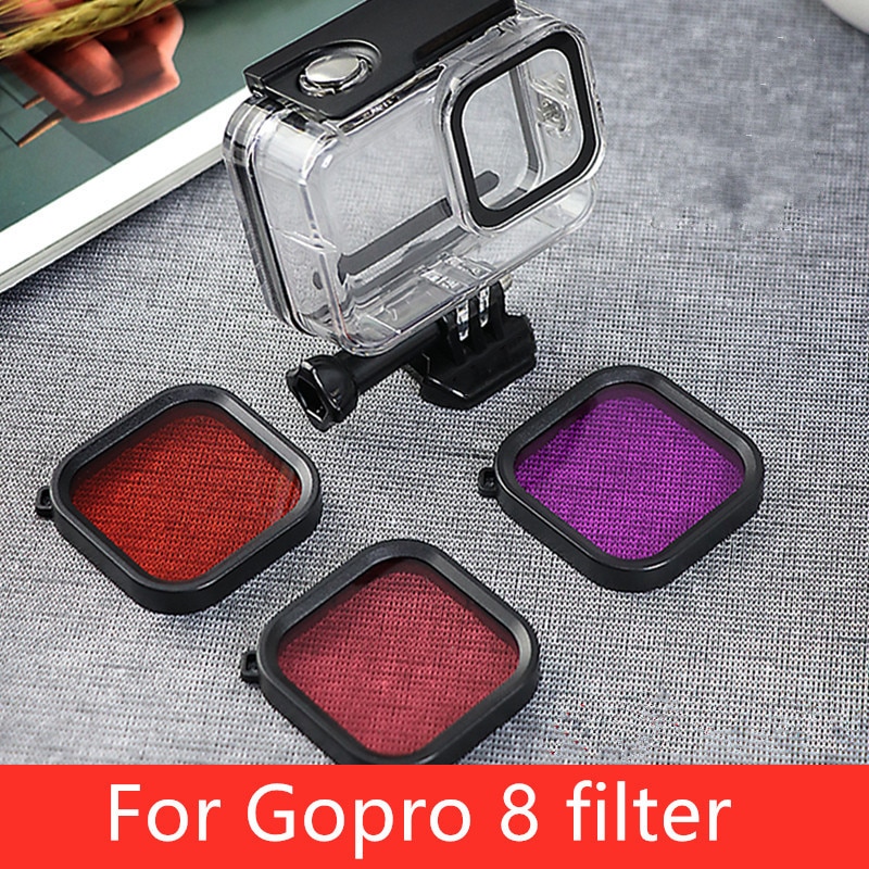 Duiken Rood Roze Paars Lens 45 Mm Voor Gopro Hero 8 Waterdichte Behuizing Case Sport Camera Accessoires