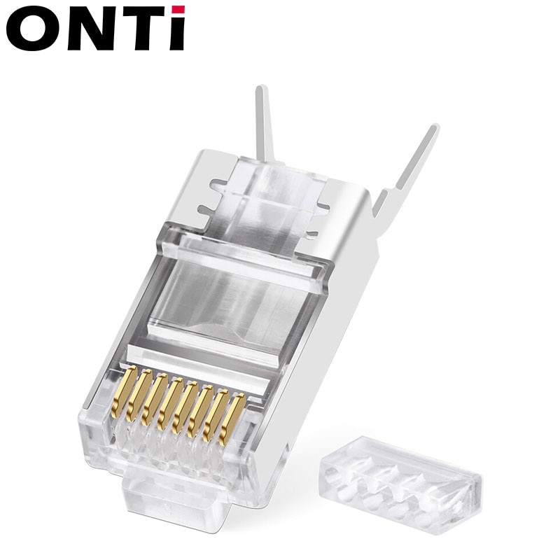 RJ45 Connector Network Cable Connector 10/50/100pcs Cat6a Cat7 RJ45 plug shielded FTP 8P8C Network Crimp Connectors