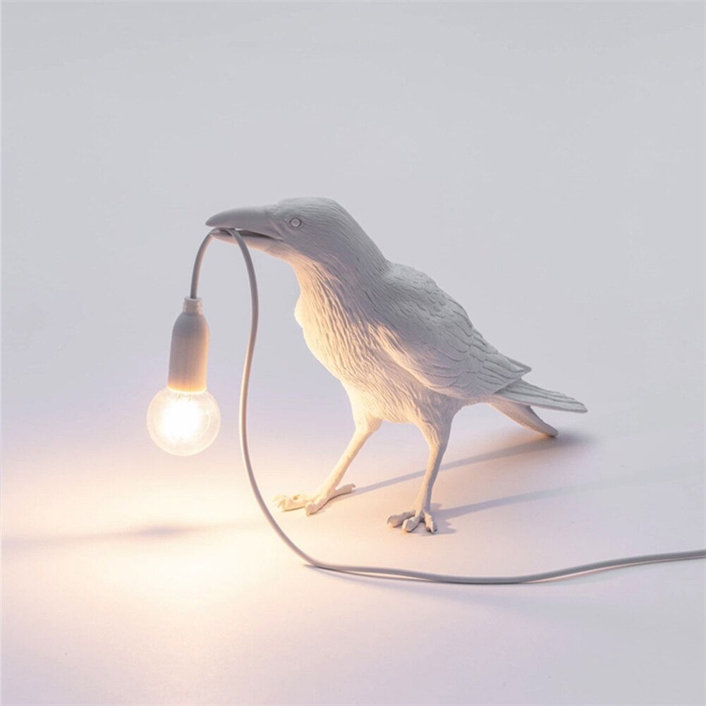 Animal Bird Table Lamp Aisle Bedside Lamp Lucky Bird Bedroom Decor Nordic Led Table Lamp Resin Crow Desk Lamp Wall Light: C White