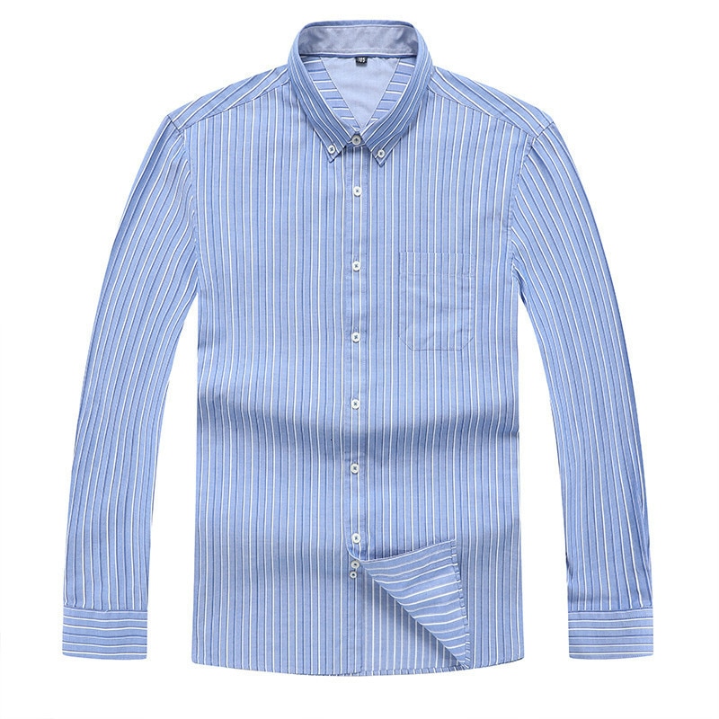 8XL 7XL Heren Lange Mouwen Effen Oxford Jurk Shirt Met Linker Borstzak Hoogwaardige Man Casual Regular-Fit Tops button Shirt