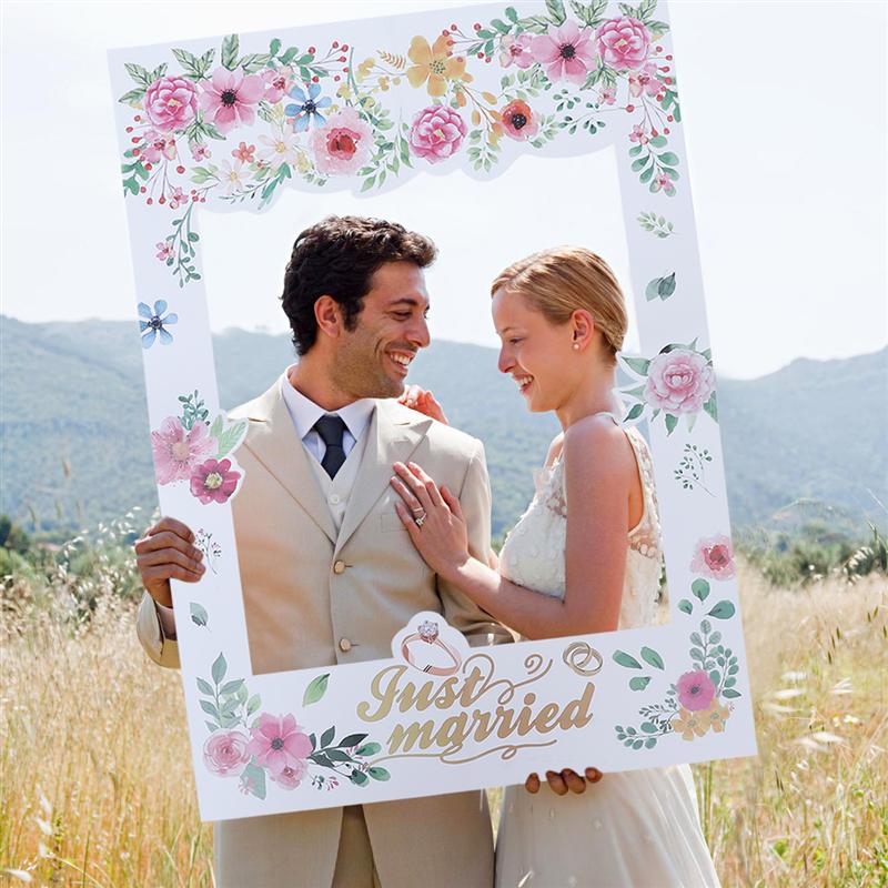 Wedding Flower Photobooth Props 1Pc Paper Photo Frame Romantic Party Favor For Beach Seaside Wedding Party: 1pcs