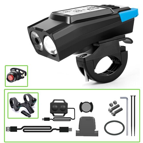 Campanello per bici anello elettronico avvisatori acustici faro per Computer 3 in 1 120DB accessori per biciclette con allarme ad aria forte: Blue H4