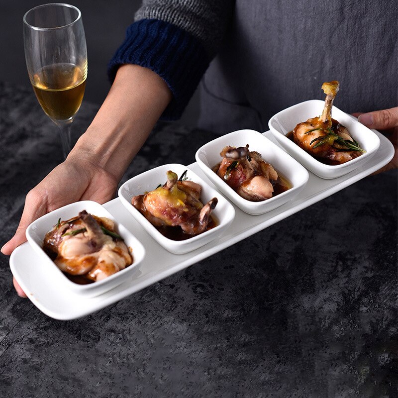Snack Platter Plate Hotel Pot Small Sauce Dish Ceramic Side Dish With Tray Dinnerware Set Dinner Serving Plate Dessert Bowl