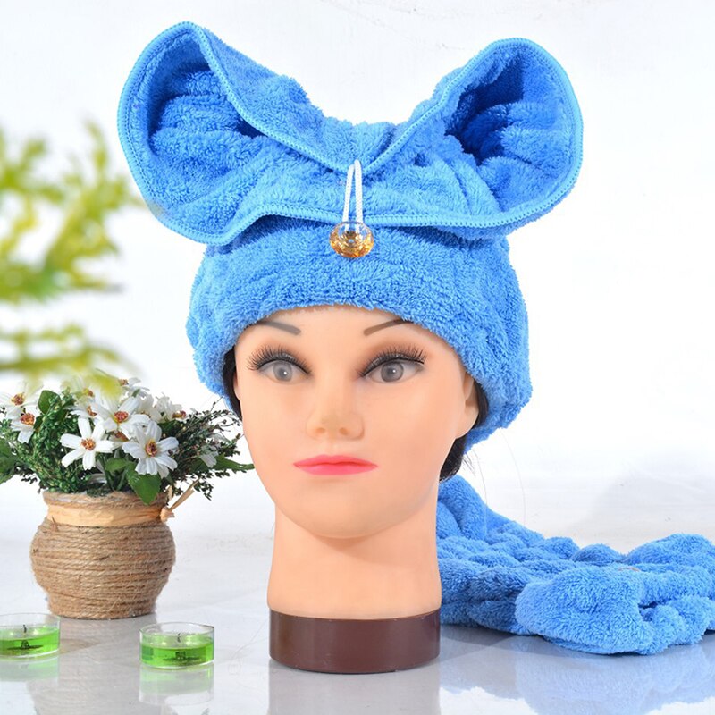 Microfiber Thicken Hair Turban Quickly Dry Hair Hat Wrapped Towel Bath With Cute Bathroom Accessories