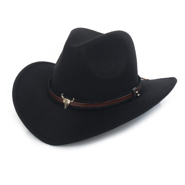 Womens Mens Hat Cowgirl Cowboy Wild West Hats Western Headwear Wide Brim Cap Western Decor Wild West Felt Hat Cowboy Party: Black